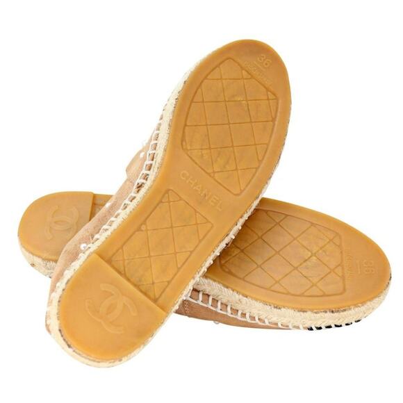 COPY - Chanel Espadrille 36 Suede Mother of Pearl CC Flats CC-S0207P-C043 - Picture 10 of 11